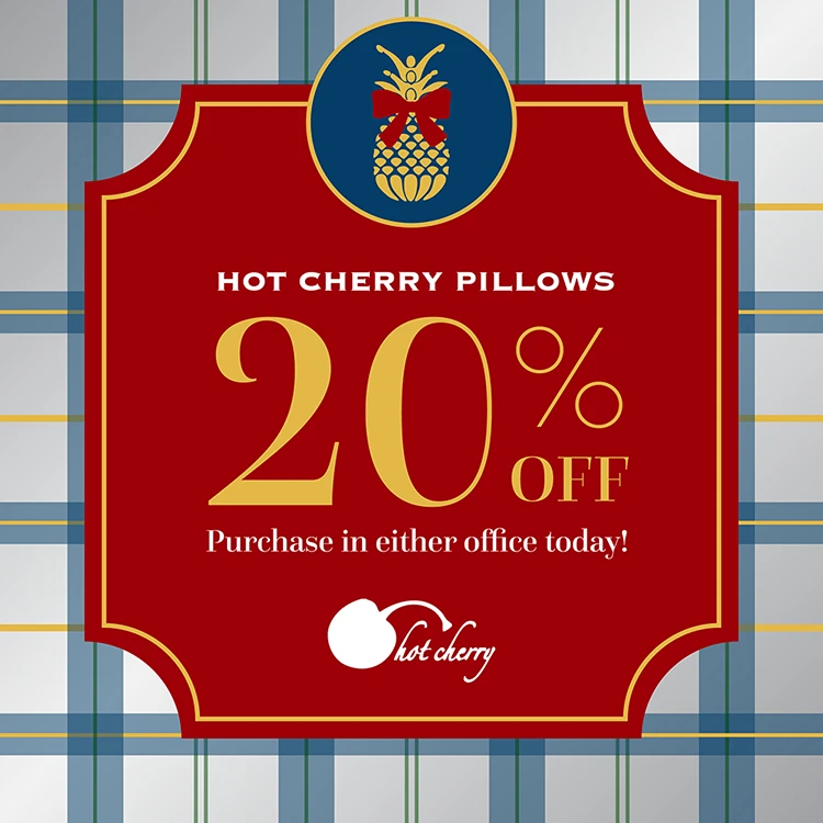 Hot Cherry Pillows are now 20% off! Purchase in either office today.