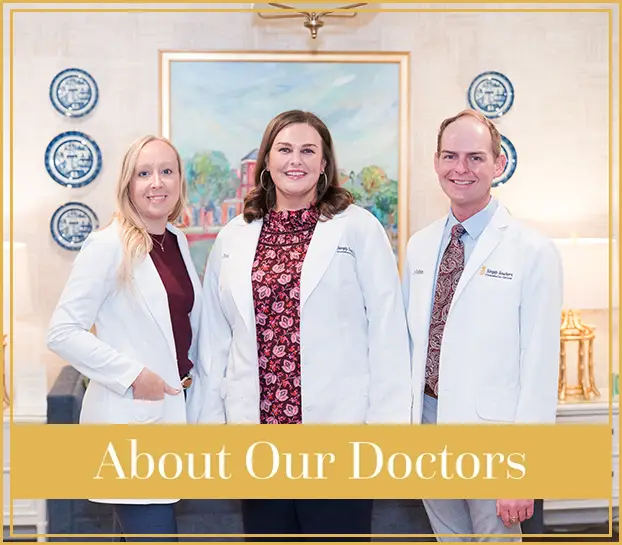 "About Our Doctors" banner over a photo of Doctors Wright, Duncan, and Robbins.