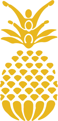 Gold pineapple icon representing welcoming and success.